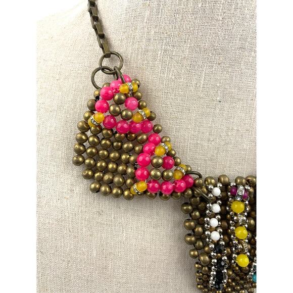 VTG Pam Hiran Anthropologie Beaded Multicolor Statement Necklace 20" Retired 90s - Picture 2 of 8